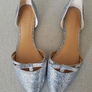 🎀SALE🎀J. Crew Silver Solan D'Orsay flats